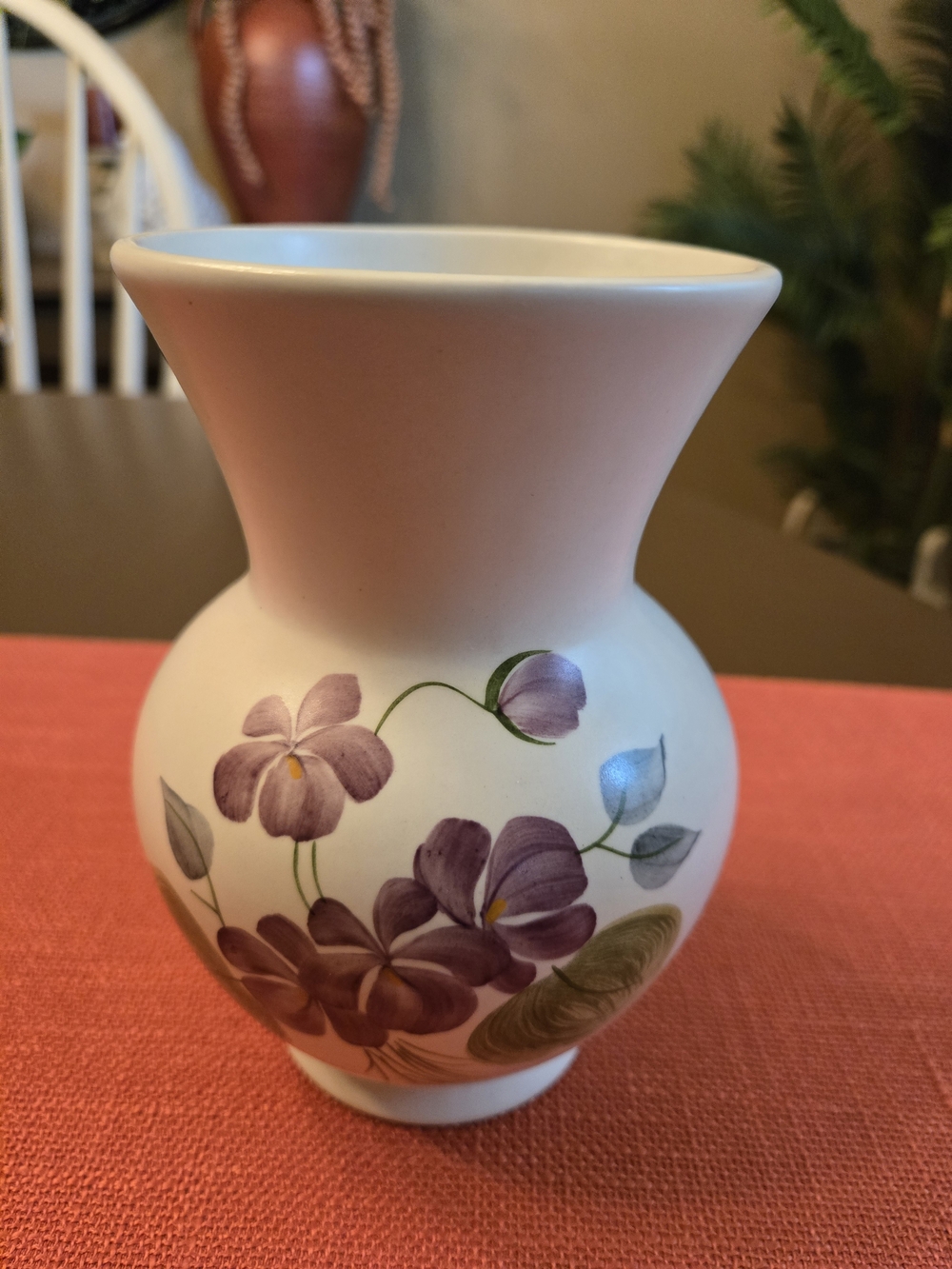 E Radford Vase with Hand-Painted Purple Floral Design